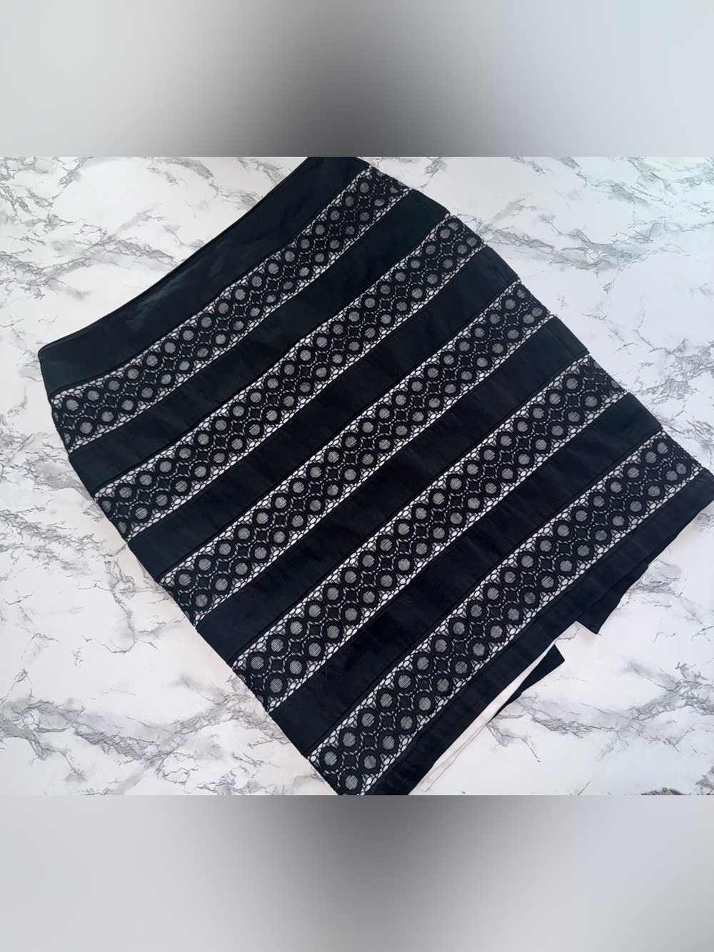 White House Black Market Eyelet Stripe Pencil Skirt